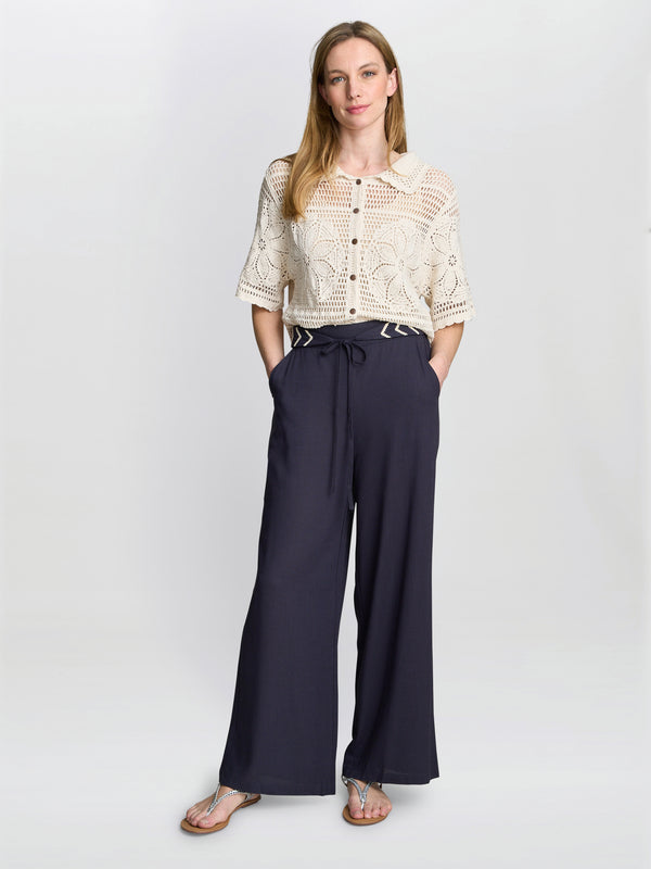 Gina Bacconi Blithe Chevron Detail Linen Trouser
