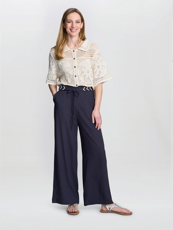 gina bacconi Blithe chevron detail linen trouser