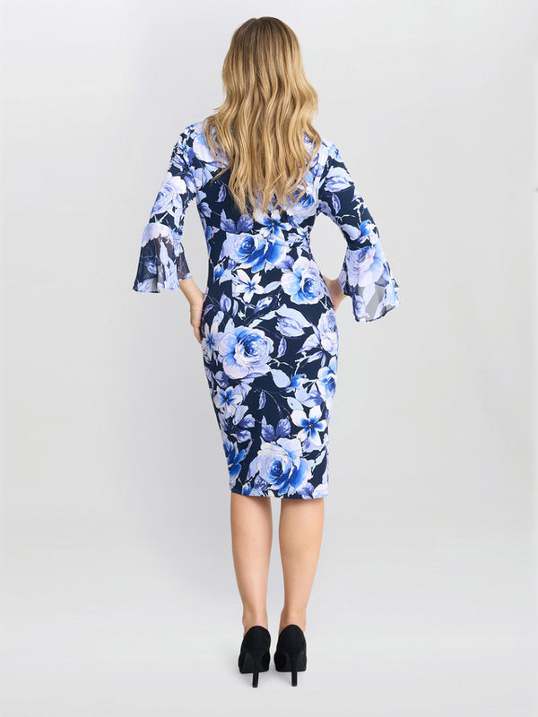 Gina Bacconi Brie Floral Print Faux Wrap Dress