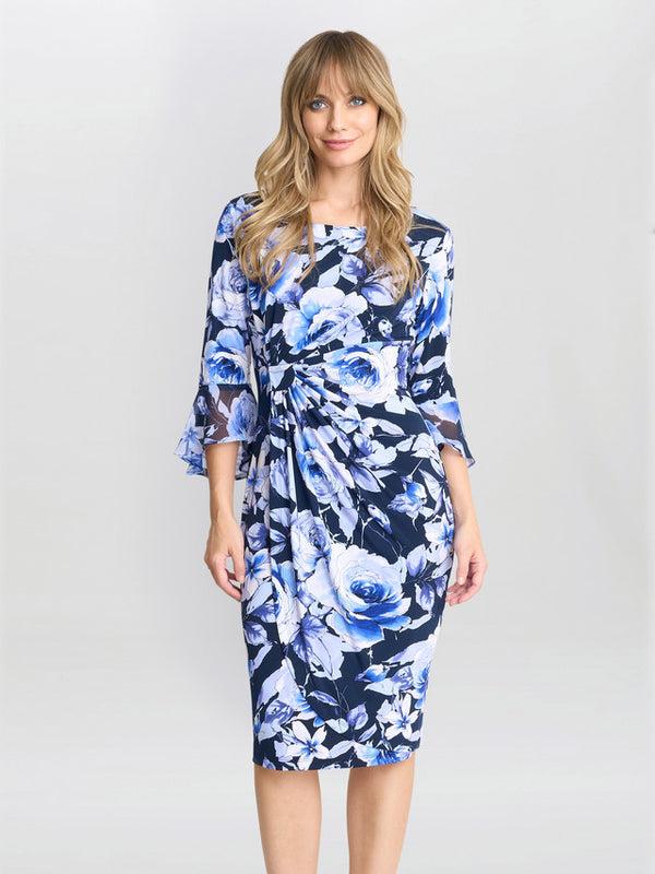 gina bacconi Brie floral print faux wrap dress