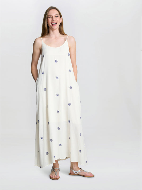 Gina Bacconi Buffy Embroidered Shell Print Dress