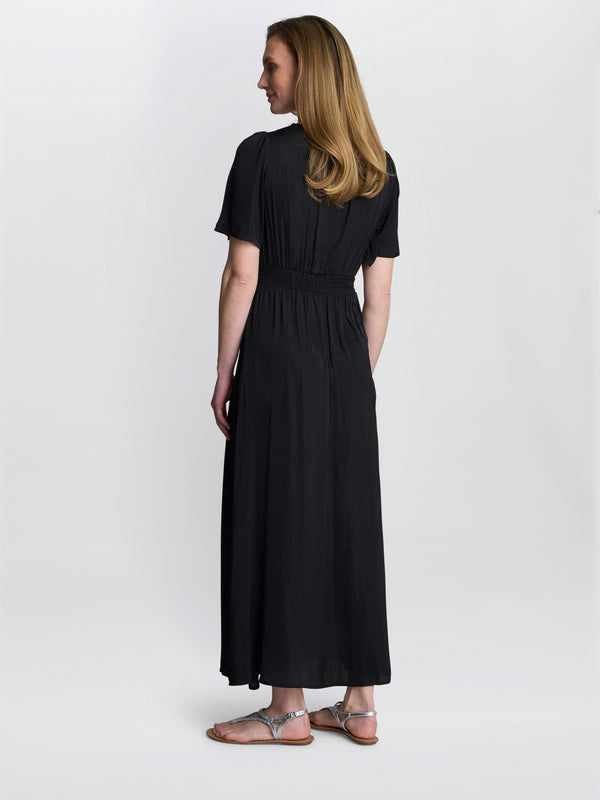 Gina Bacconi Carole Flowing V-neck Dress Black