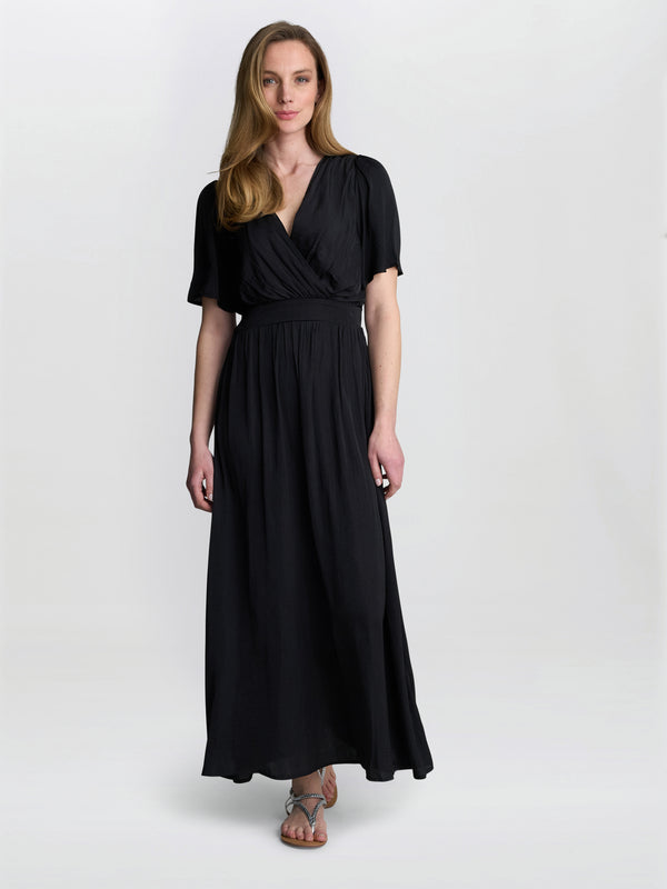 gina bacconi Carole flowing v-neck dress Black