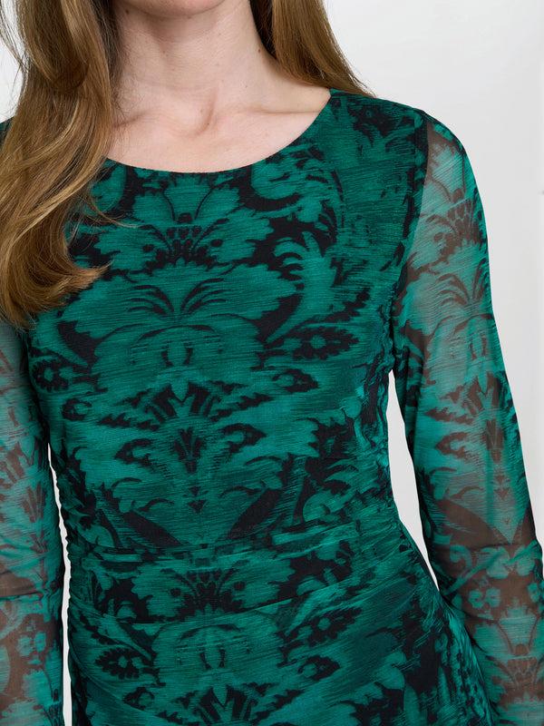 Gina Bacconi Carrie Long Sleeve Mesh Dress