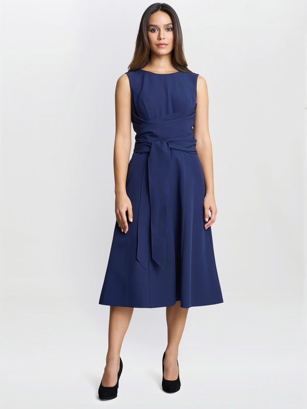gina bacconi Cathleen crepe tie-waist dress