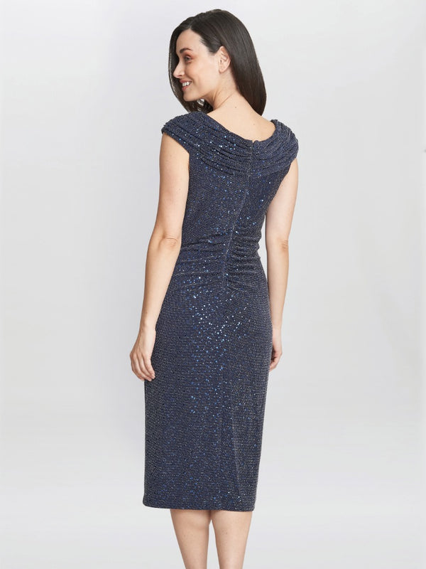 Gina Bacconi Celia Metallic Knit Sleeveless Dress