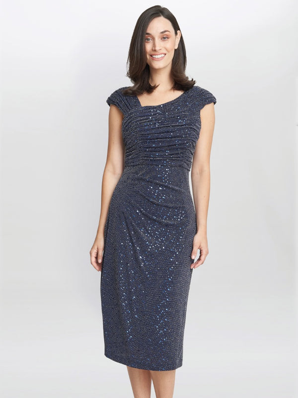 gina bacconi Celia metallic knit sleeveless dress