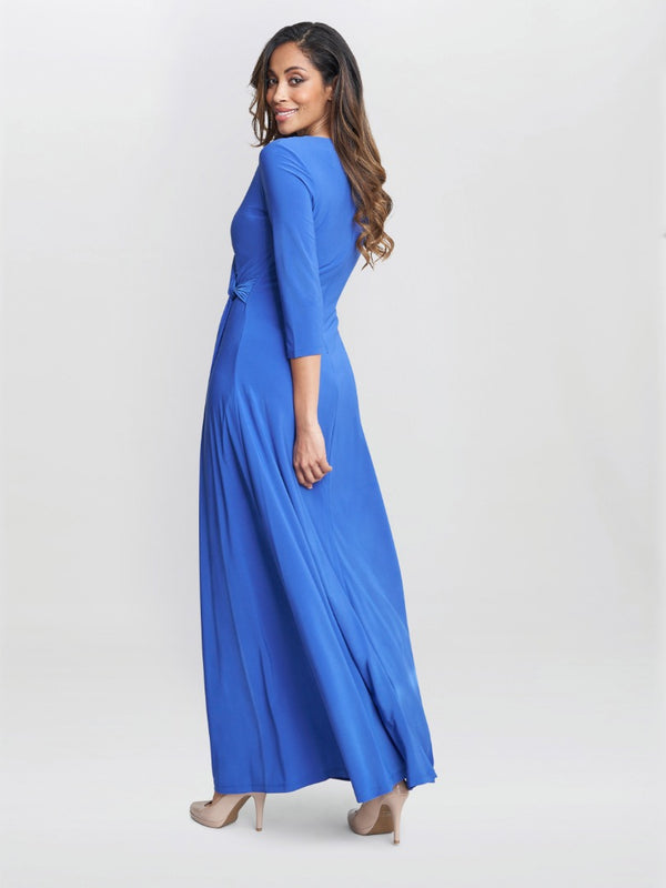 Gina Bacconi Celine Jersey Wrap Maxi Dress COBALT