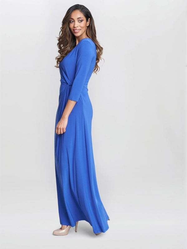 Gina Bacconi Celine Jersey Wrap Maxi Dress COBALT