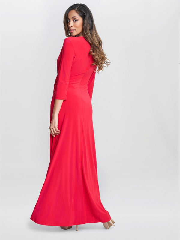 Gina Bacconi Celine Jersey Wrap Maxi Dress RED