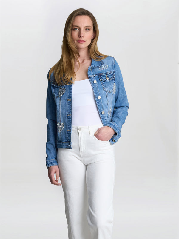 Gina Bacconi Chantel Embelished Denim Jacket