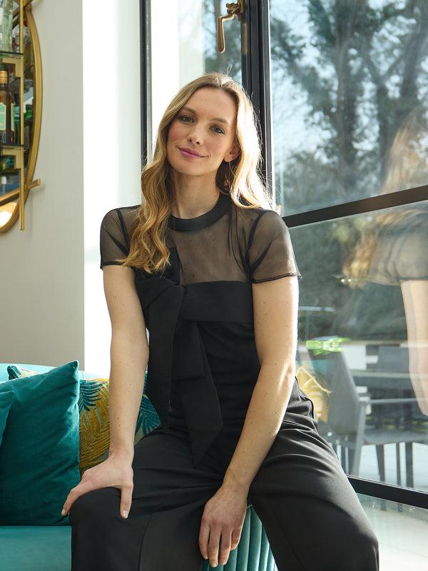 gina bacconi Charlene black structured jumpsuit