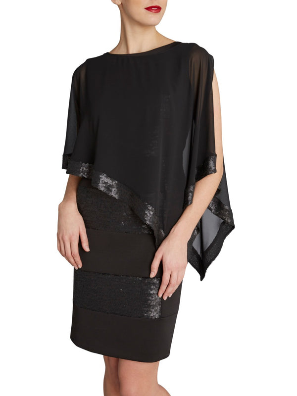 Gina Bacconi Chiffon Cape With Sequin Edge