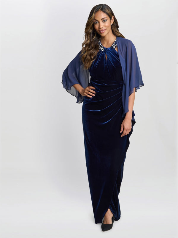 Gina Bacconi Chiffon Cover Up Shawl Navy