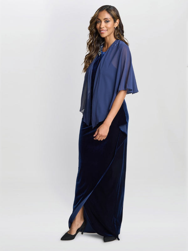 Gina Bacconi Chiffon Cover Up Shawl Navy