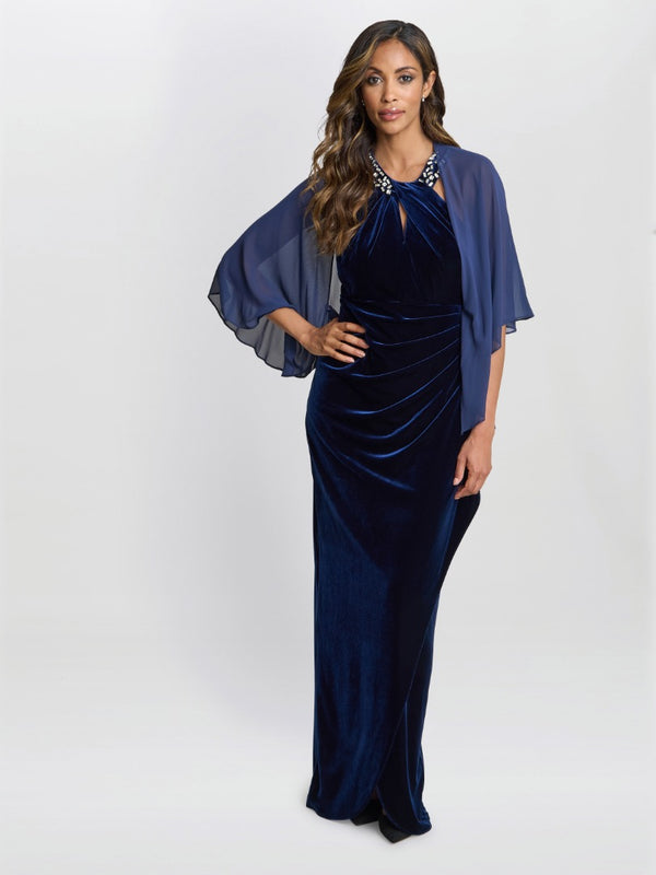 gina bacconi Chiffon cover up shawl Navy