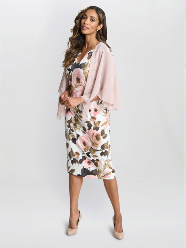 Gina Bacconi Chiffon Cover Up Shawl Pink