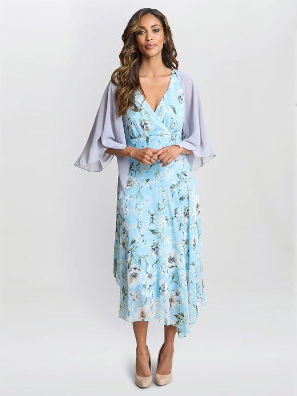 Gina Bacconi Chiffon Cover Up Shawl Silver