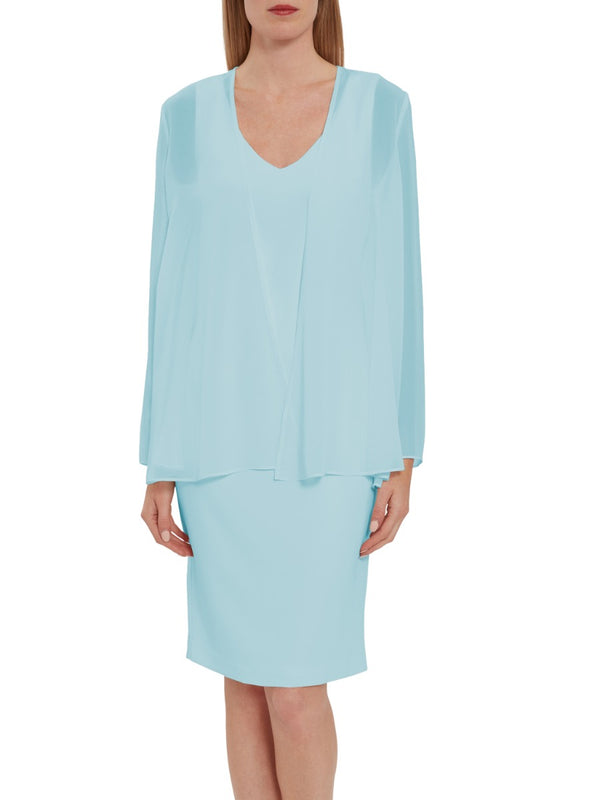 Gina Bacconi Chiffon Jacket ICE BLUE