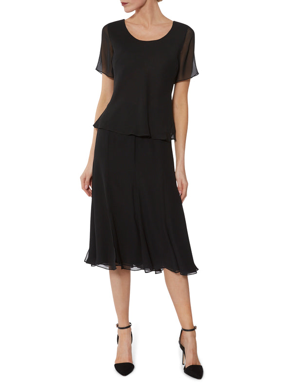 Gina Bacconi Chiffon Triple Layer Skirt Black