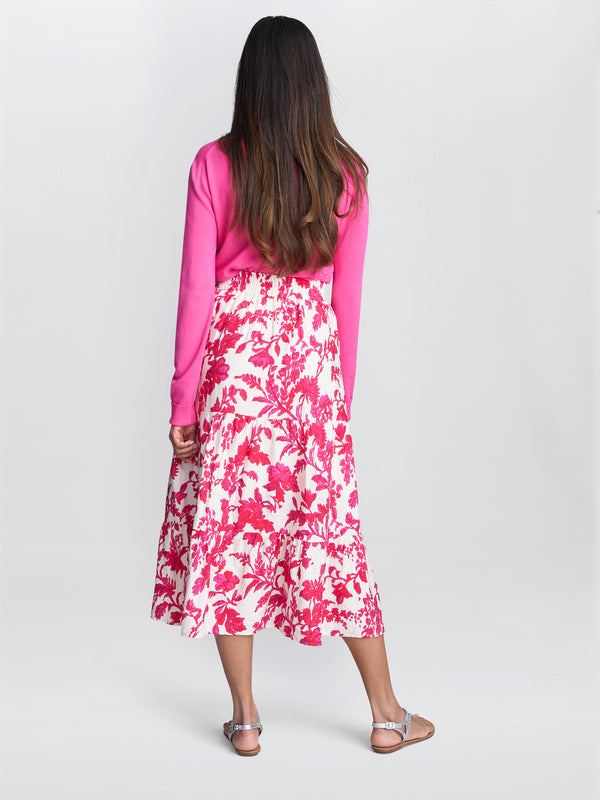 Gina Bacconi Chris Fuchsia Floral Skirt