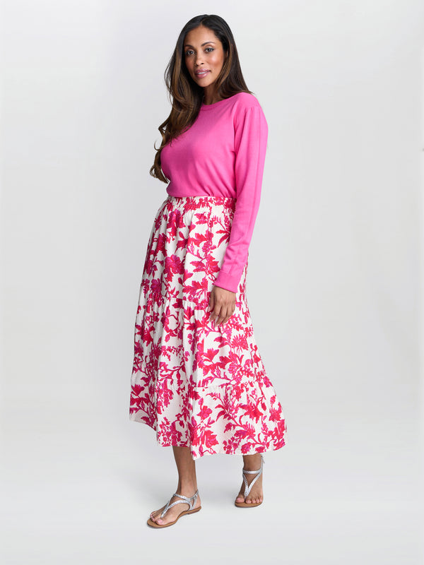 Gina Bacconi Chris Fuchsia Floral Skirt