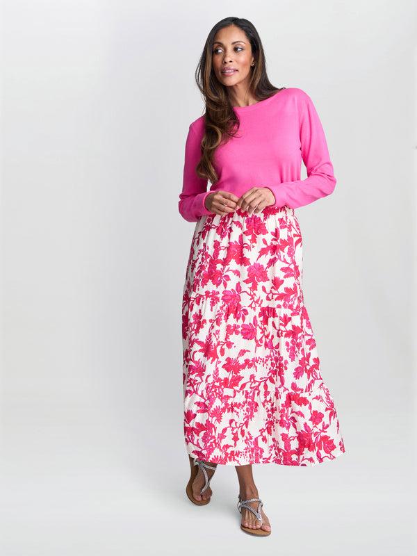 gina bacconi Chris fuchsia floral skirt
