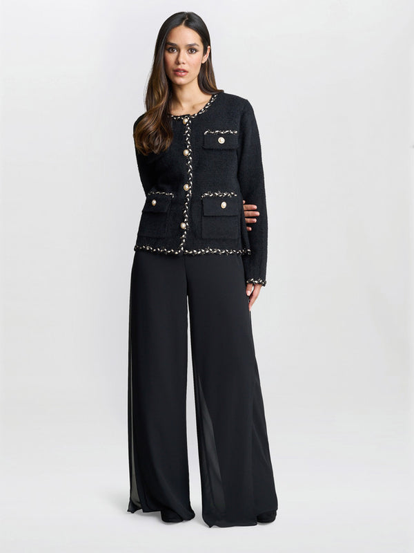 Gina Bacconi Christy Pearl Button Jacket Black