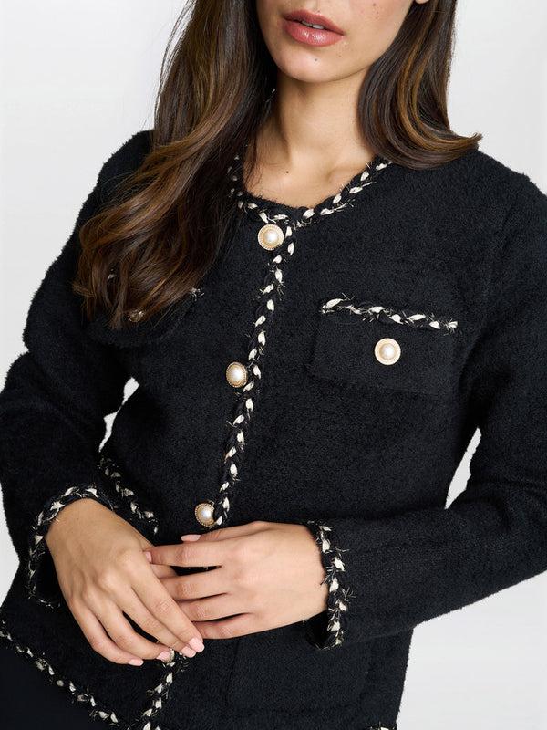 Gina Bacconi Christy Pearl Button Jacket Black