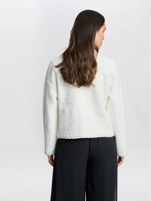 Gina Bacconi Christy Pearl Button Jacket White