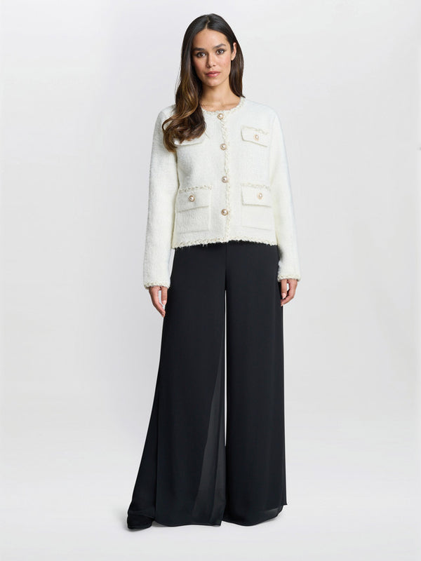 Gina Bacconi Christy Pearl Button Jacket White