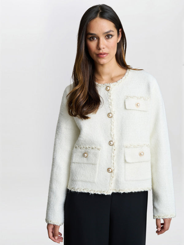 gina bacconi Christy pearl button jacket White