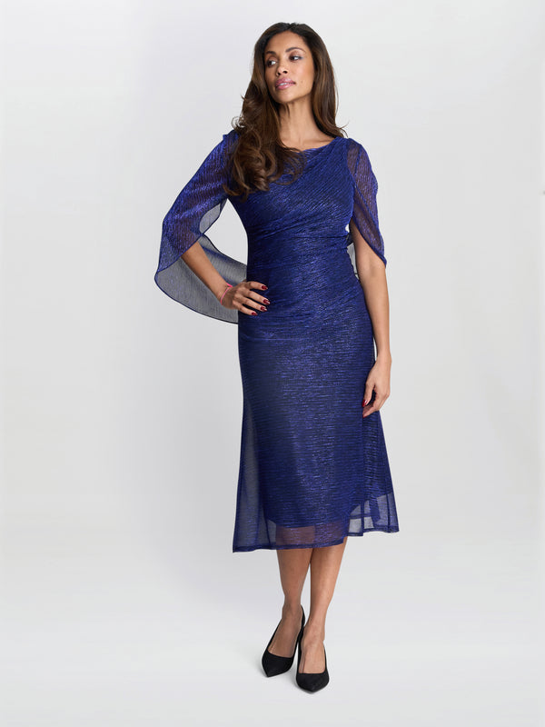 gina bacconi Ciara metallic knit dress Cobalt