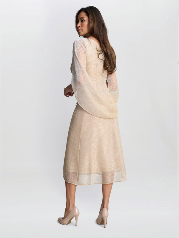 Gina Bacconi Ciara Metallic Knit Dress Gold / Silver