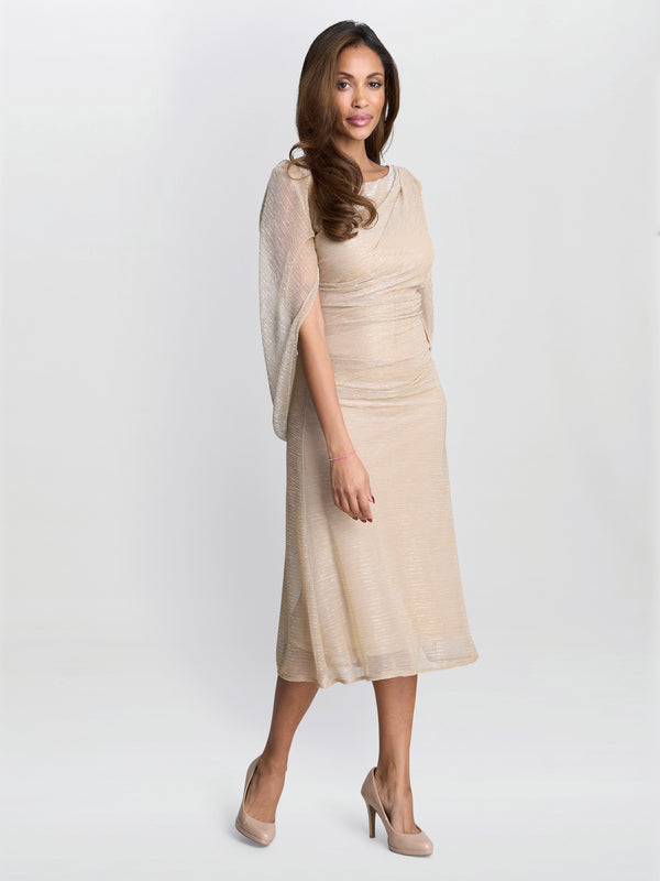 Gina Bacconi Ciara Metallic Knit Dress Gold / Silver