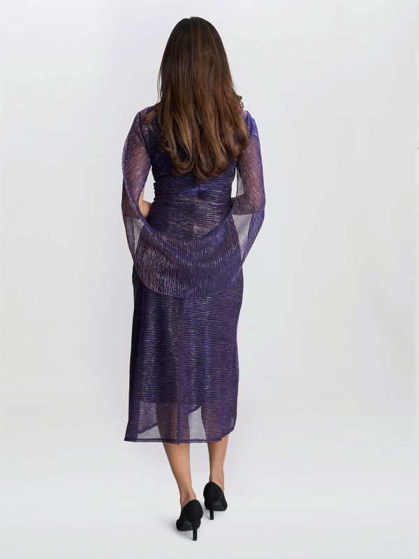 Gina Bacconi Ciara Metallic Knit Dress Pink / Cobalt