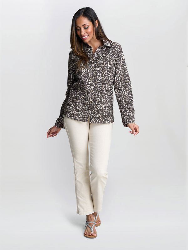 Gina Bacconi Cilla Leopard Print Cotton Shirt