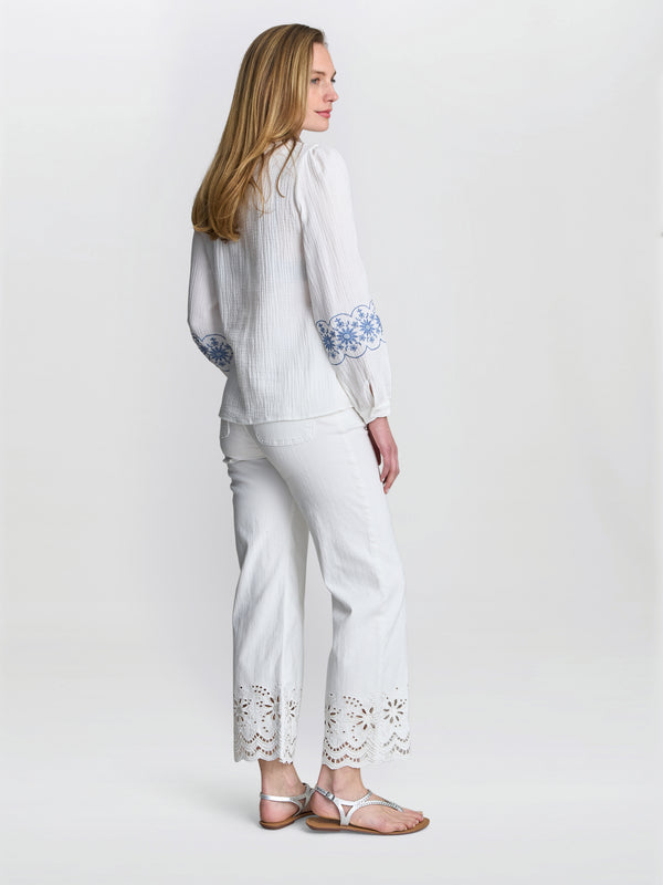 Gina Bacconi Clare Cotton Muslin Embroidered Shirt