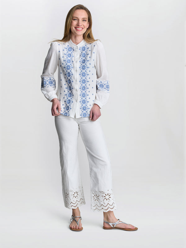 Gina Bacconi Clare Cotton Muslin Embroidered Shirt