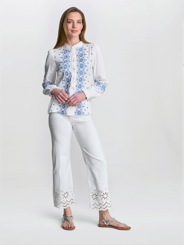 Gina Bacconi Clare Cotton Muslin Embroidered Shirt