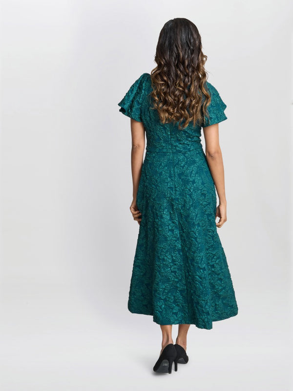 Gina Bacconi Claudina Midi A-line Jacquard Dress