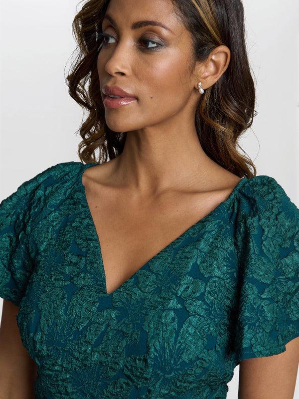 Gina Bacconi Claudina Midi A-line Jacquard Dress