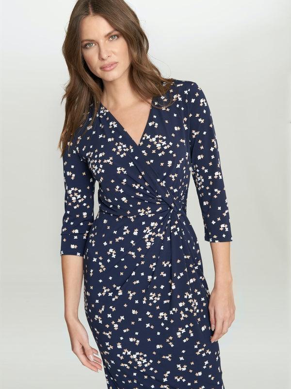 Gina Bacconi Coco Floral Jersey Wrap Dress