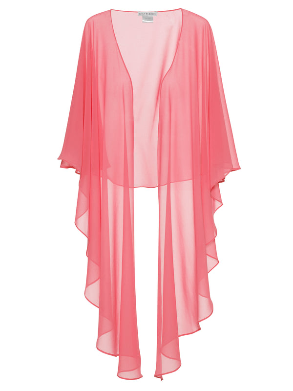 gina bacconi Coral red chiffon shawl Coral Red