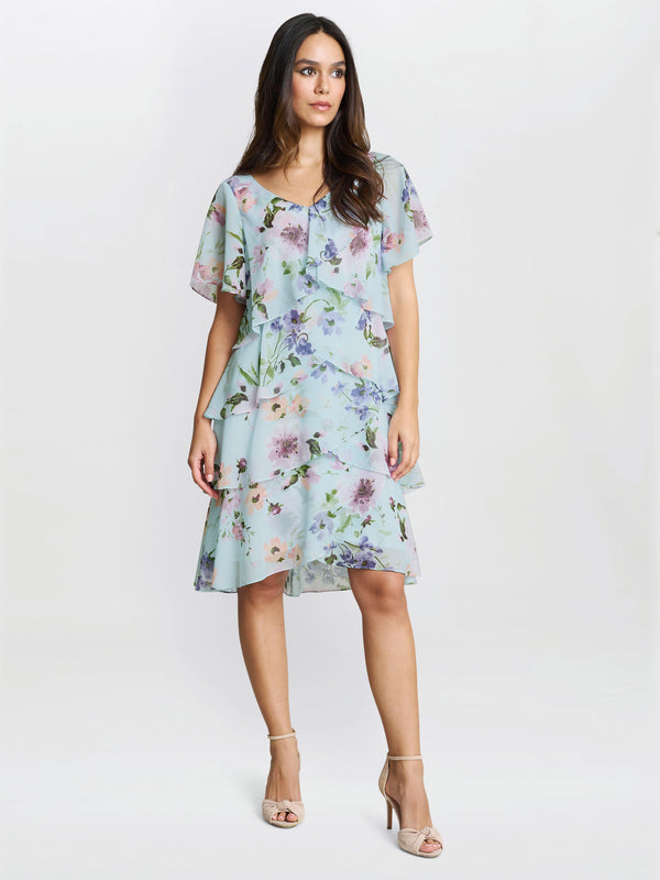 Gina Bacconi Cynthia Floral Tier Dress
