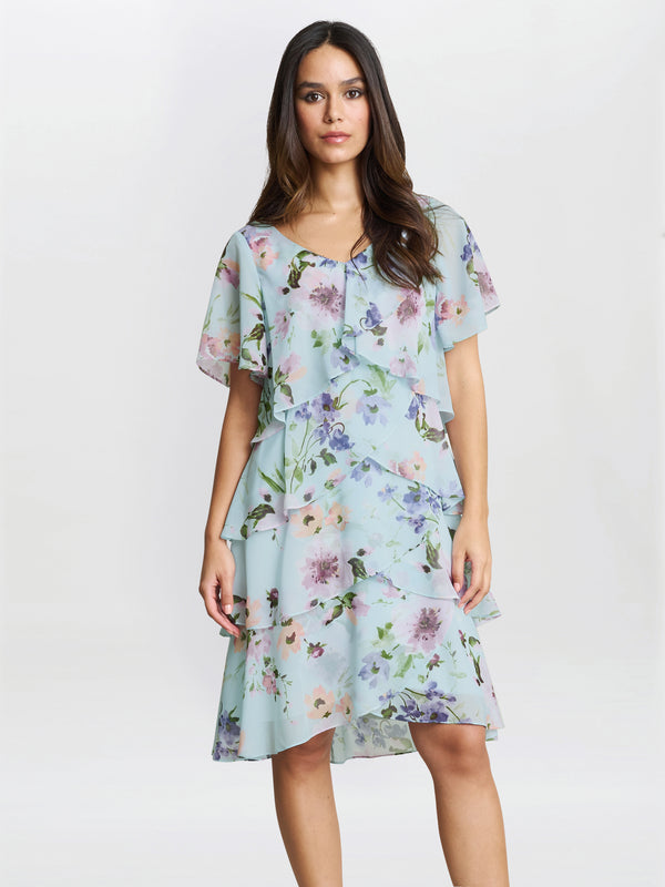 gina bacconi Cynthia floral tier dress