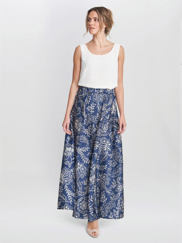 gina bacconi Dakota satin elastic waist skirt BLUE