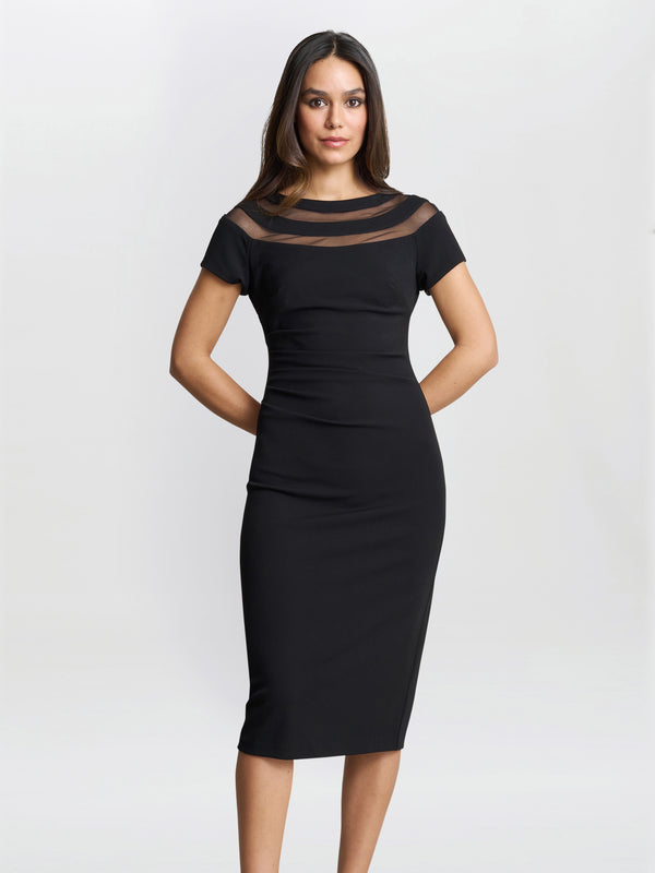 Gina Bacconi Daniella Illusion Neck Dress
