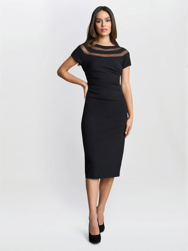 gina bacconi Daniella illusion neck dress