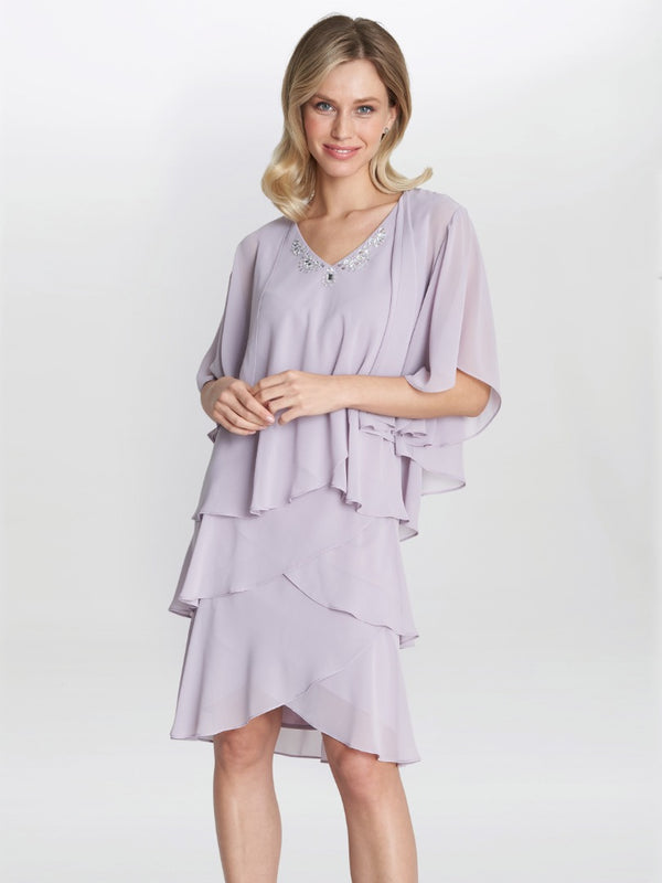 gina bacconi Dawn tiered dress and jacket